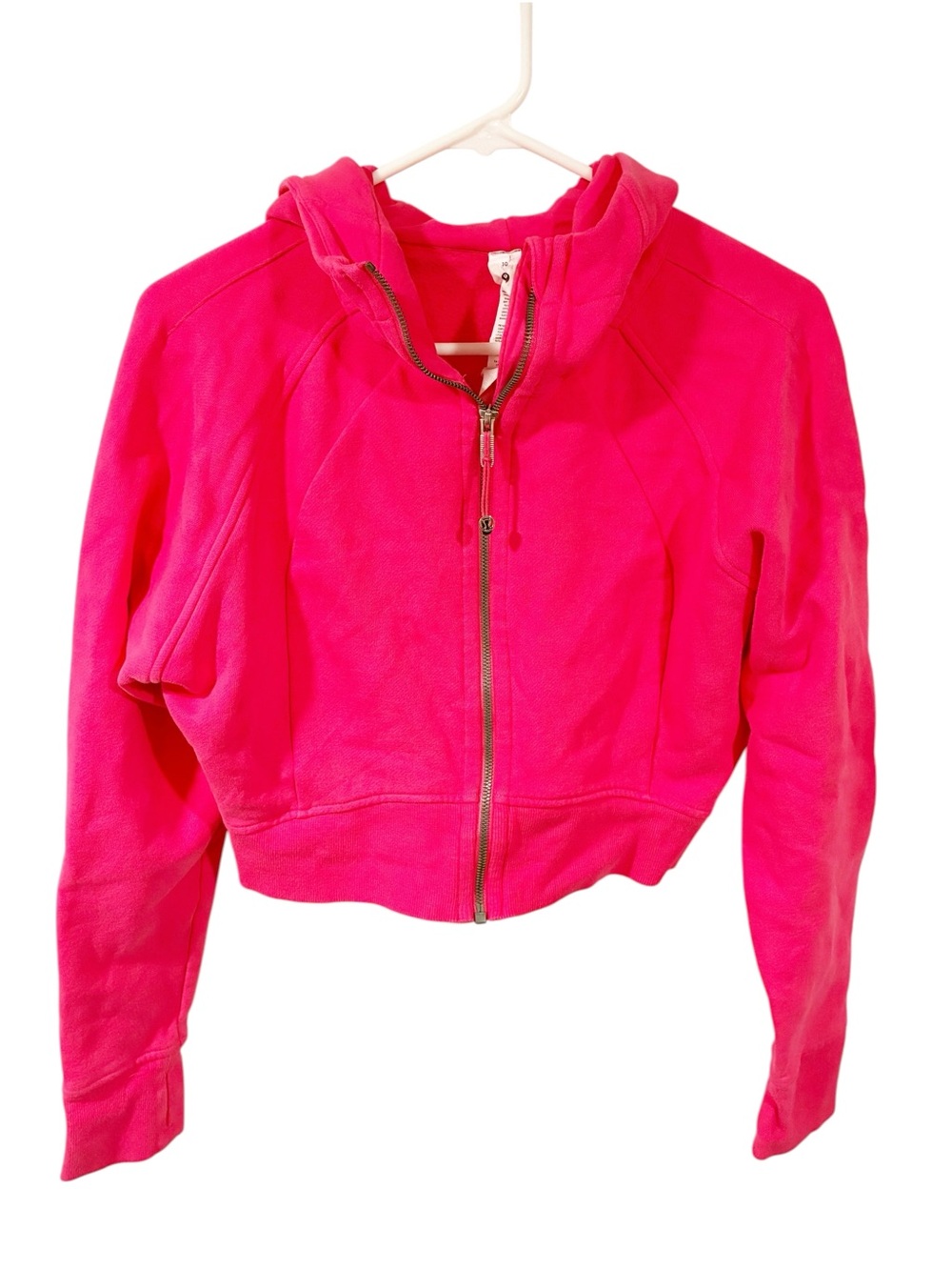 Lululemon Lip Gloss Pink Scuba Full Zip Cropped Hoodie Sweatshirt Size 10